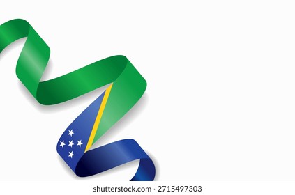 Bandera de las Islas Salomón con una cinta ondulada estilizada, que simboliza el orgullo nacional, la celebración o la identidad cultural. Ilustración vectorial.