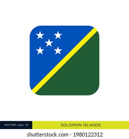 Solomon Islands Flag Vector Stock Illustration Design Template. Rounded Square Shape.