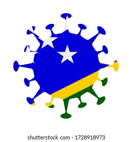 Bandera de las Islas Salomón en forma de virus. Firma de país. Ilustración vectorial.