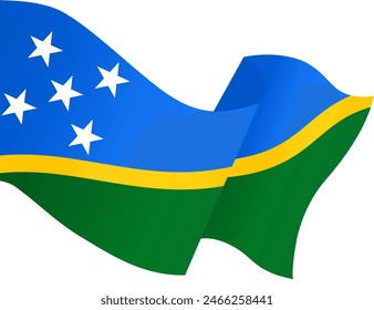 Onda de bandera de las Islas Salomón aislada en png o Ilustración vectorial de fondo transparente.
