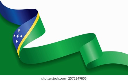 Solomon Islands flag wavy abstract background. Vector illustration.