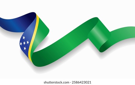 Solomon Islands flag wavy abstract background. Vector illustration.