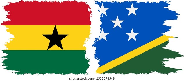 Solomon Islands and Ghana grunge flags connection, vector