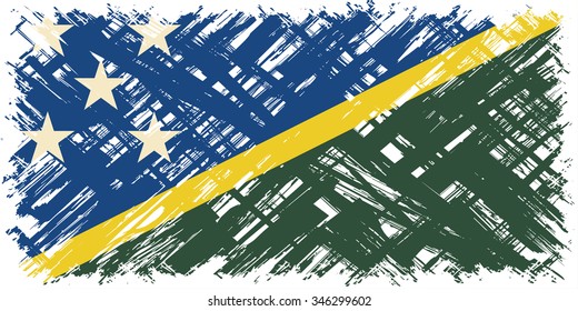 Solomon Islands grunge flag. Vector illustration. Grunge effect can be cleaned easily.