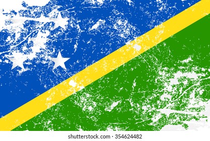 Solomon Islands Grunge Texture Flag. Grunge effect can be cleaned easily.