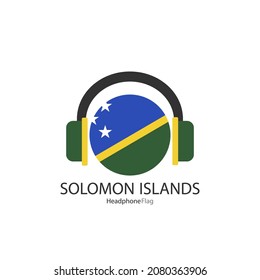 Solomon Islands headphone flag vector on white background. 