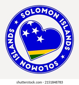 Solomon Islands heart flag badge. From Solomon Islands with love logo. Support the country flag stamp. Vector illustration.