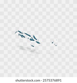 Solomon Islands high detailed vector representation of country silhouette. 3D map on transparent background with dropped shadow. For educational, decorative, or informational use.