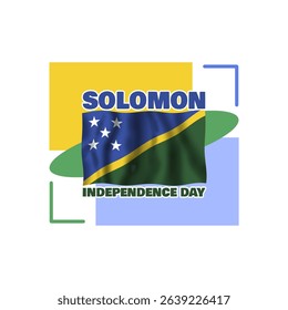 Solomon Islands Independence Day to celebrate on July 7th. Solomon Island flag flying on white background.