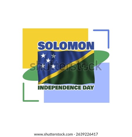 Solomon Islands Independence Day to celebrate on July 7th. Solomon Island flag flying on white background.