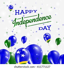Solomon Islands Independence Day Patriotic Design. Balloons in Solomon Islander National Colors. Happy Independence Day Solomon Islands Vector Greeting Card.