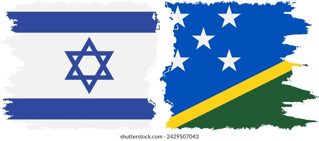 Solomon Islands and Israel grunge flags connection, vector