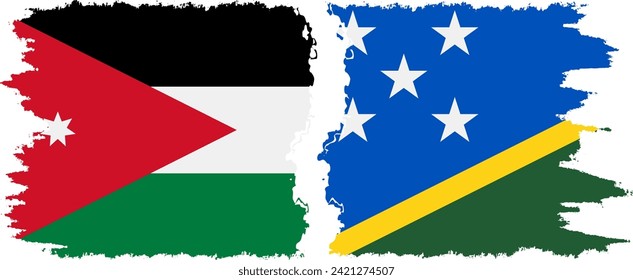Solomon Islands and Jordan grunge flags connection, vector