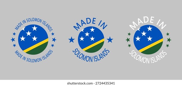 Islas Salomón Hecho en Sello en círculo con bandera sobre fondo blanco