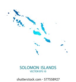 Solomon Islands map - blue geometric rumpled triangular low poly style gradient graphic background , polygonal design for your . Vector illustration eps 10.