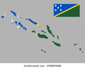 Solomon Islands Map flag Vector