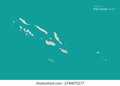 Solomon Islands Map - Green and Gray Polygon Vector Illustration, Low Poly Geometric Design with Clean Minimal Style on Solid Background for Infographic Use.