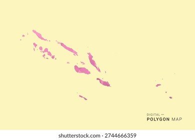 Solomon Islands Map - Low poly polygon map design in soft pink pastel gradient on beige background, modern minimal geometric style, clean digital vector illustration.
