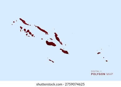 Solomon Islands Map - Low poly polygon map in deep red gradient on light blue background, modern minimal geometric design, vector illustration with faceted triangulated style.