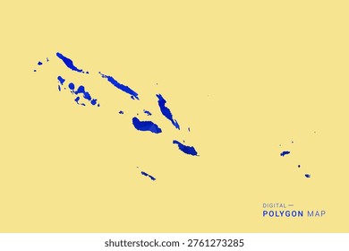 Solomon Islands Map - Low poly polygon map in deep blue gradient on soft beige background, modern minimal geometric design, clean abstract vector illustration with faceted triangulated style.