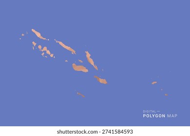 Solomon Islands Map - Orange Polygon Vector Illustration on Deep Blue Background, Low Poly Geometric Design, Modern Abstract Country Silhouette for Infographics and Presentation Use.