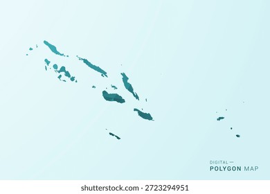 Mapa de las Islas Salomón - Ilustración vectorial de estilo polígono en diseño geométrico azul-verde verde azulado bajo poli, silueta minimalista moderna.