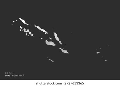 Mapa de las Islas Salomón - Ilustración vectorial de estilo polígono en diseño geométrico de bajo poli negro, gris y blanco, silueta mínima, aislado para infografía.
