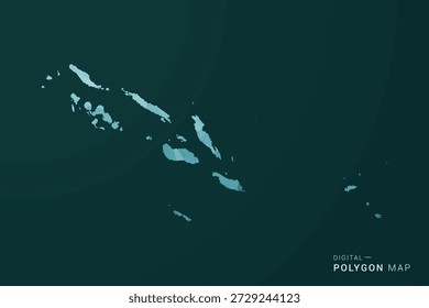 Solomon Islands Map - Polygon style vector illustration in green and blue low poly geometric design, clean minimal silhouette for infographic.