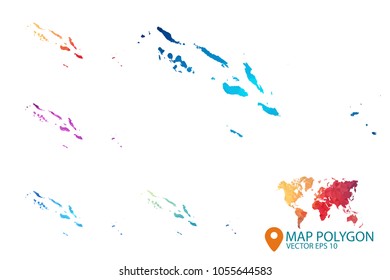 Solomon Islands Map - Set of geometric rumpled triangular low poly style gradient graphic background , Map world polygonal design for your . Vector illustration eps 10.