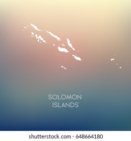 Solomon islands map silhouette - Abstract Blurred Background