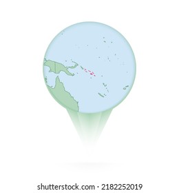 Solomon Islands map, stylish location icon with Solomon Islands map and flag. Green pin icon.