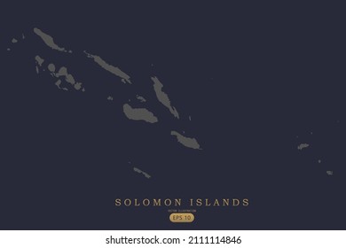 Solomon Islands Map - World Map International vector template with High detailed including grey and black outline color isolated on black background - Vector illustration eps 10