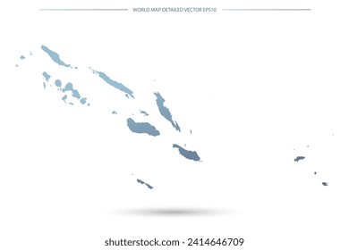 Solomon Islands Map - World Map International vector template with High detailed including grey and blue gradient color and white outline color isolated on white background- Vector illustration eps 10