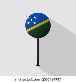 Solomon Islands National Circle Sign Flag Vector Illustration