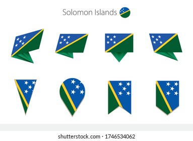 Solomon Islands national flag collection, eight versions of Solomon Islands vector flags. Vector illustration.