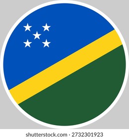 Ilustración vectorial de la bandera nacional de las Islas Salomón en forma de círculo, diseño de alta calidad