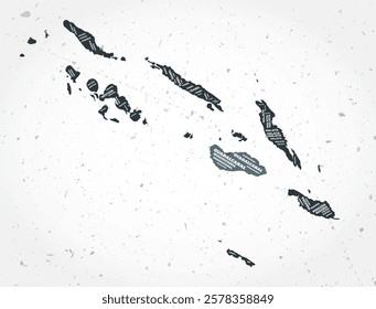 Solomon Islands regions word clouds. Country shape on textured background. Solomon Islands design in typographic style. Amazing vector illustration.
