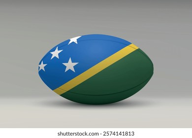 Solomon Islands rugby ball featuring the national flag design on a gray background