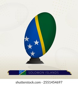 Solomon Islands Rugby Ball on Rugby Kicking Tees with Modern Design. Illustration perfect for sports, national pride, and rugby-related projects.