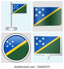 Solomon Islands - set of various sticker, button, label and flagstaff
