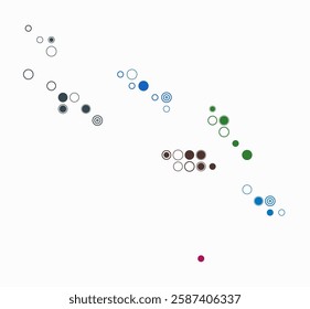 Solomon Islands, shape of the country build of colored cells. Digital style map of the Solomon Islands on white background. Large size circle blocks. Amazing vector illustration.