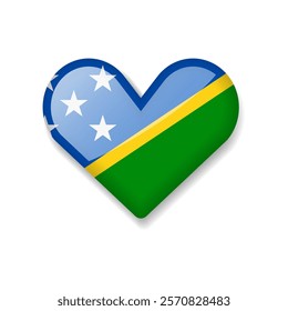 Solomon Islands - Shiny Flag in the Form of Heart. Vector Illustration.