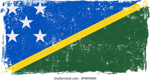 Solomon Islands vector grunge flag isolated on white background.