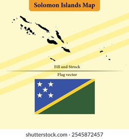 Solomon Islands vector map with regions black silhouette flag overlay and standalone flag ideal for educational materials infographics and design projects showcasing Azerbaijan geography and identity