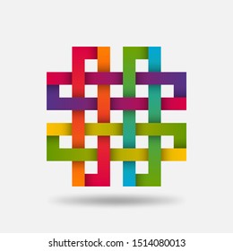 Solomon knot symbol in in rainbow gradient colors. Vector illustration