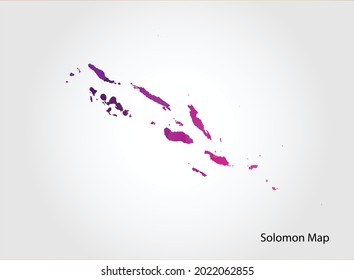Solomon Map pink Color on white background polygonal