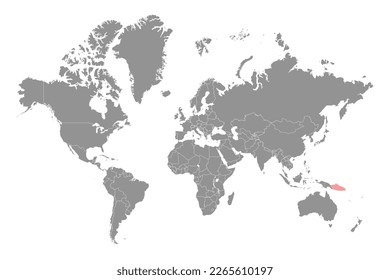Solomon Sea on the world map. Vector illustration.