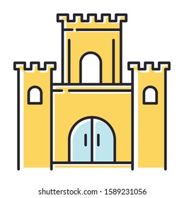 Solomon temple Bible story color icon. Jerusalem king castle. Worship building. Religious legend. Christian religion, holy book scene plot. Biblical narrative. Isolated vector illustration