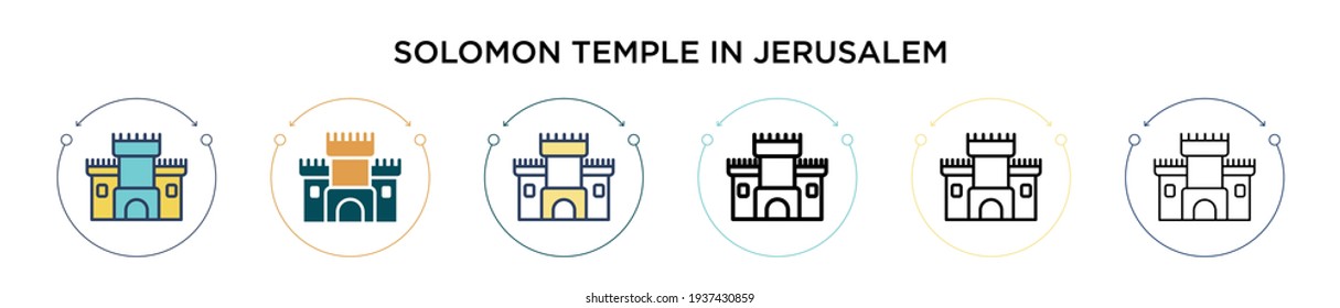 Solomon temple in jerusalem icon in filled, thin line, outline and stroke style. Vector illustration of two colored and black solomon temple in jerusalem vector icons designs can be used for mobile, 