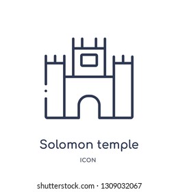 Solomon Temple In Jerusalem Icon From Religion Outline Collection. Thin Line Solomon Temple In Jerusalem Icon Isolated On White Background.